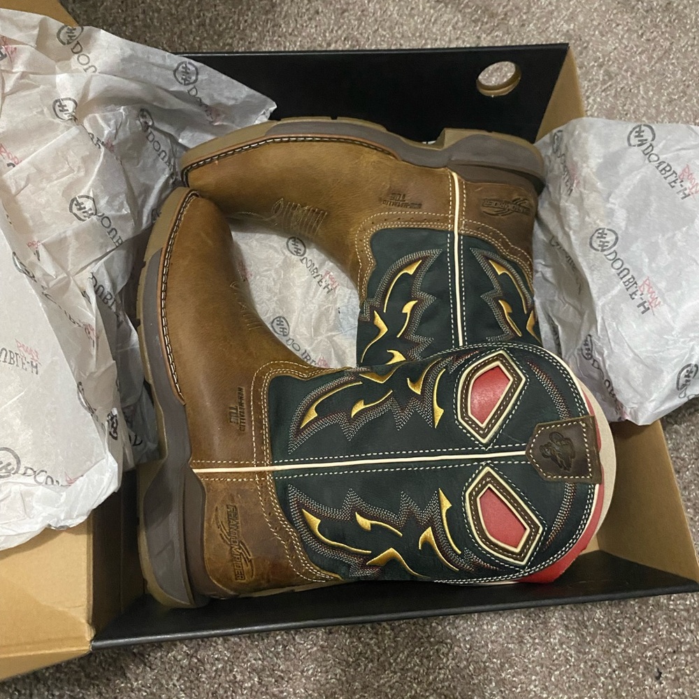 Phantom Rider men's boots size 8 brown and green
